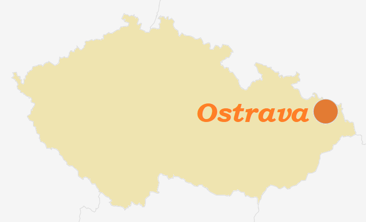 Poloha Ostravy na mapě ČR